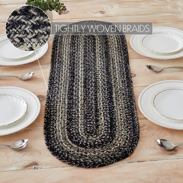Sawyer Mill Black White Jute Oval Runner 12x36 - The Fox Decor